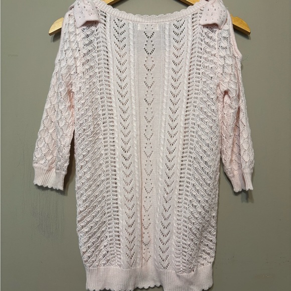 LODISPOTTO Crochet Knit Sweater, Collar Gems, Shoulder Bows Detail - Picture 8 of 10